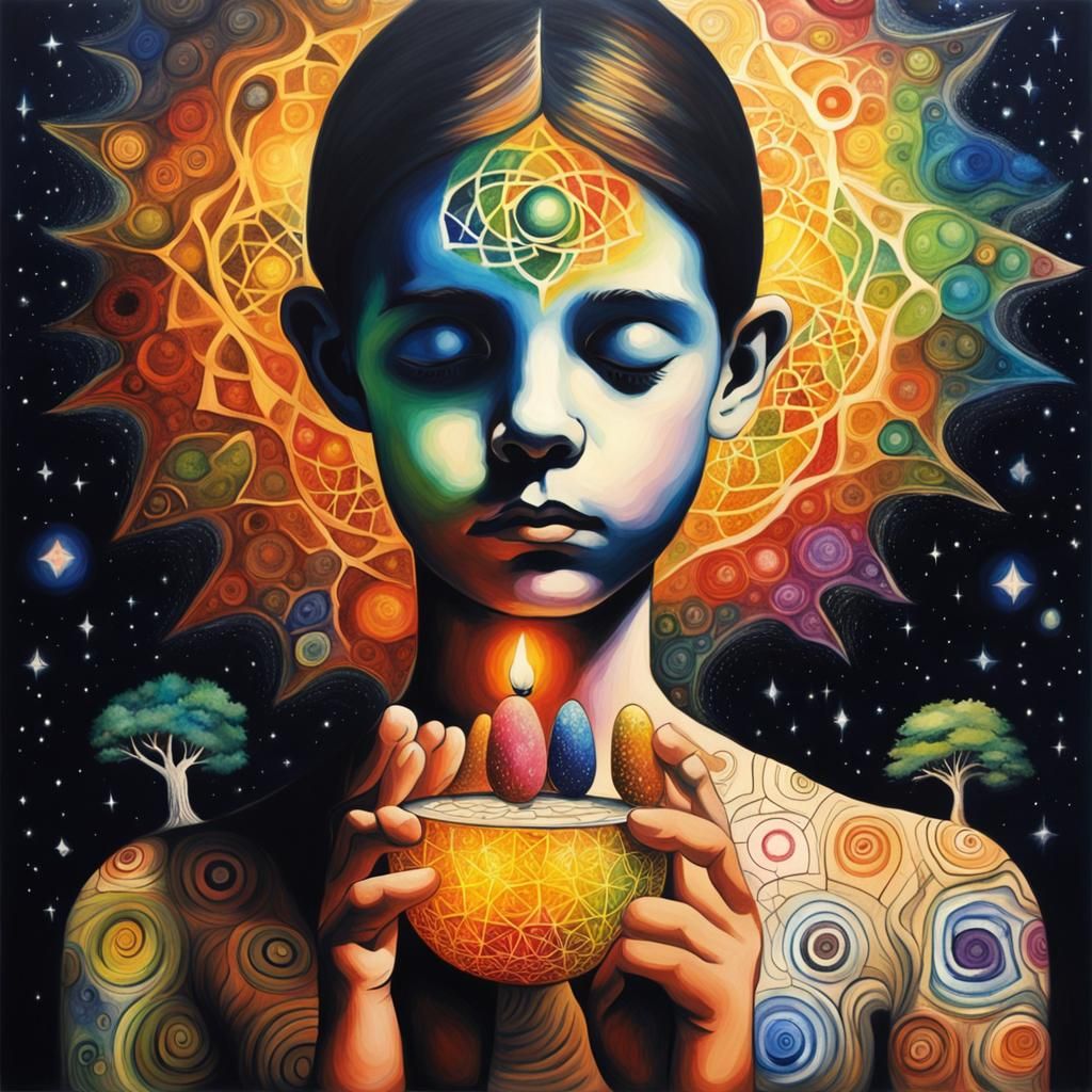 Surreal Cascarones Easter Eggs with Sacred Geometry