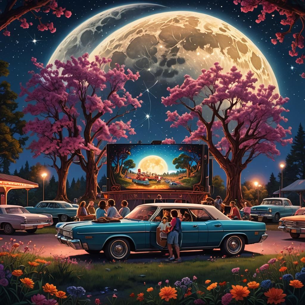 Magical Drive-In Movie Theater Under the Stars