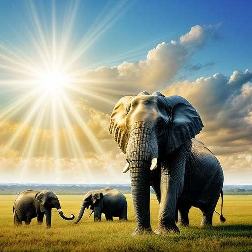 Elephants in Divine Sunshine