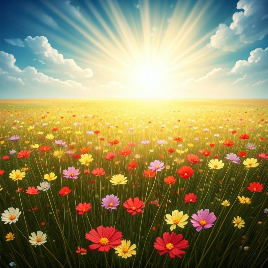 Wildflowers in Sunlight: An Impressionistic Dreamscape