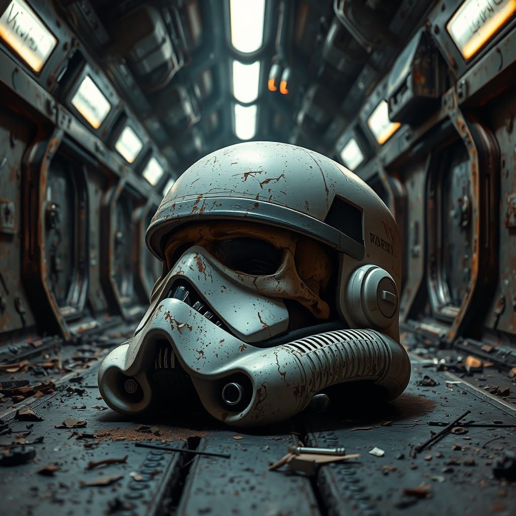 Battered Stormtrooper Helmet Reveals Human Skull in Industri...