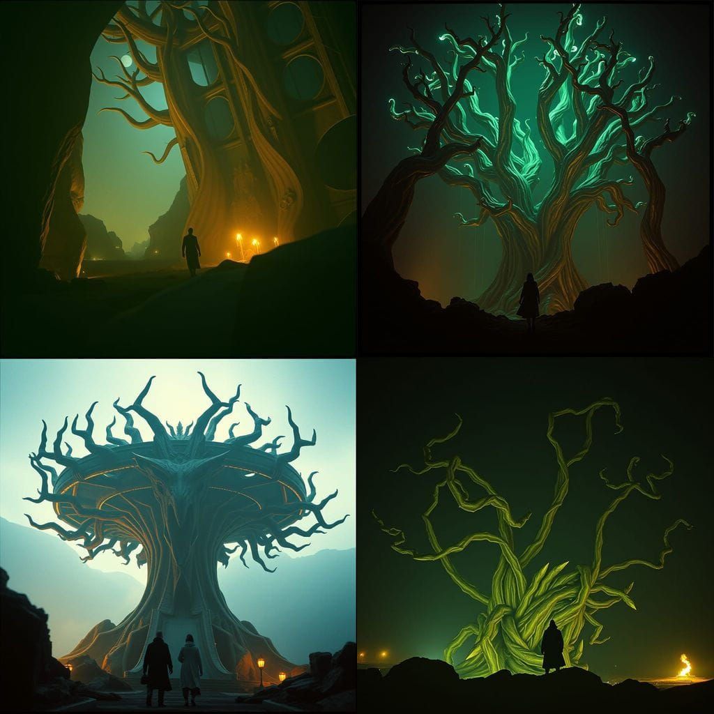 Ancient Tree in Cinematic Film Still