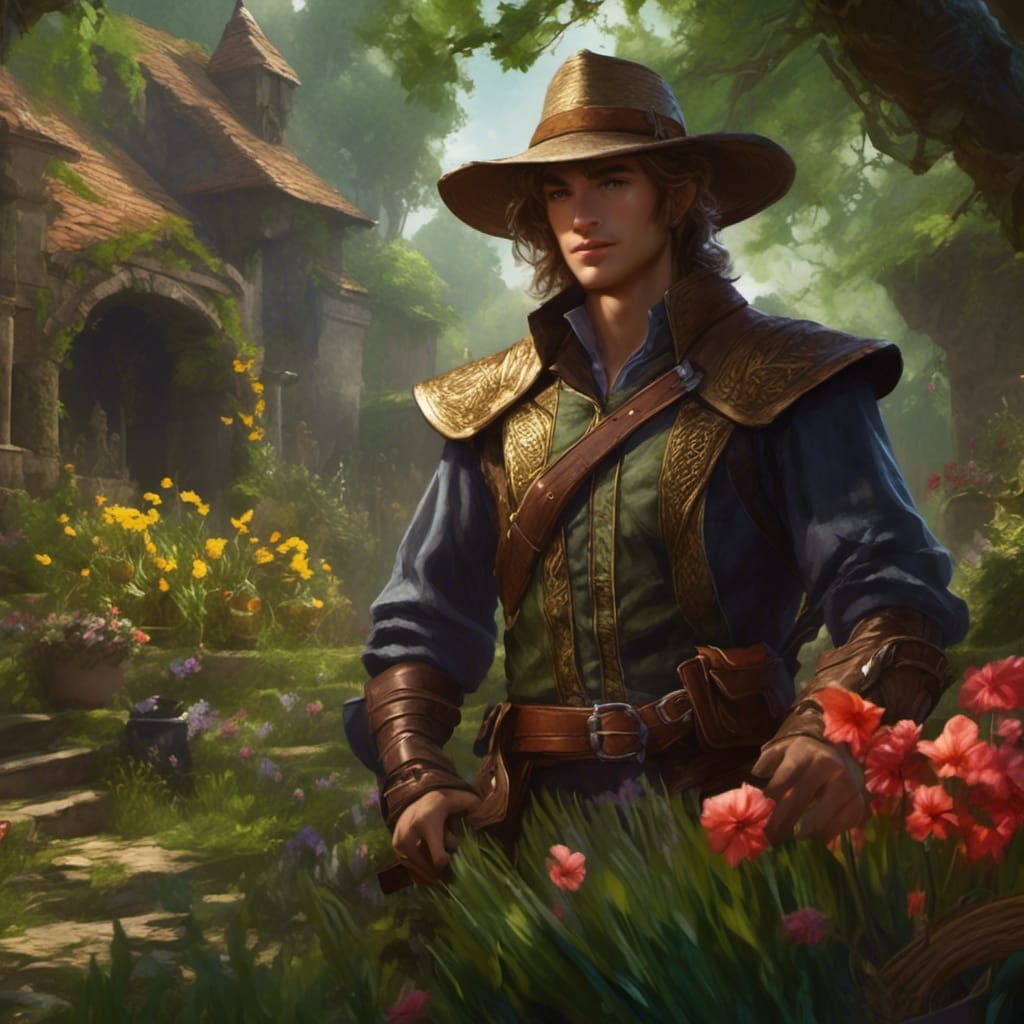 Detailed Portrait of a Spring Eladrin with Golden Eyes