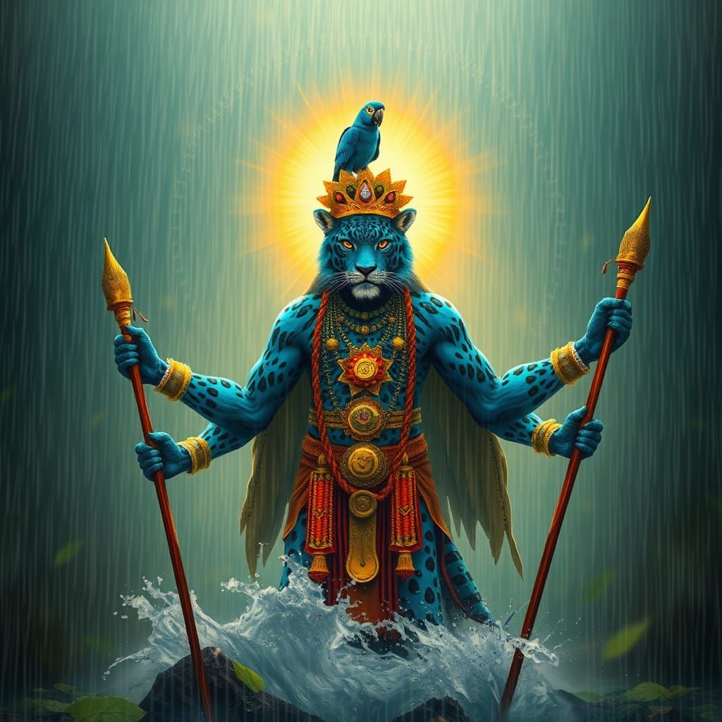 Blue Leopard Shaman in Torrential Rain