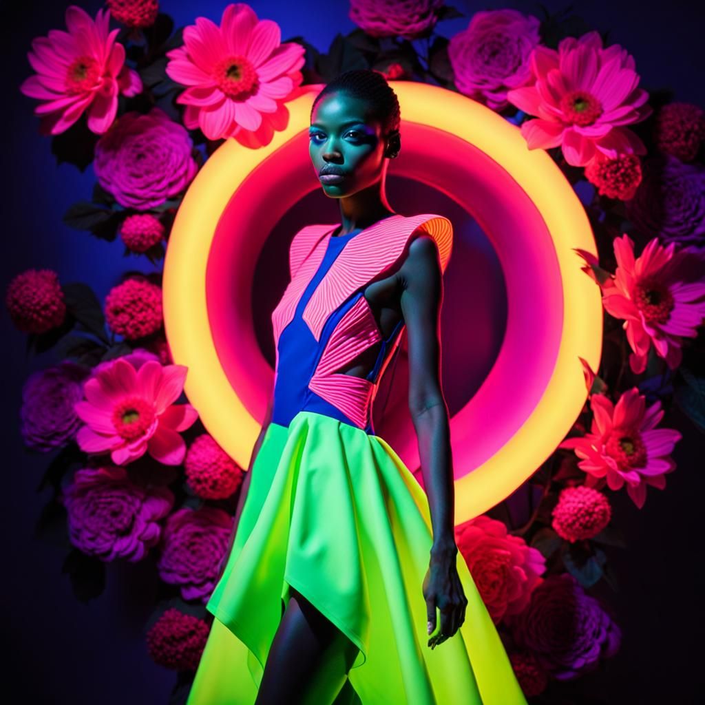 Neon Avant-Garde Fashion Photography in 8k