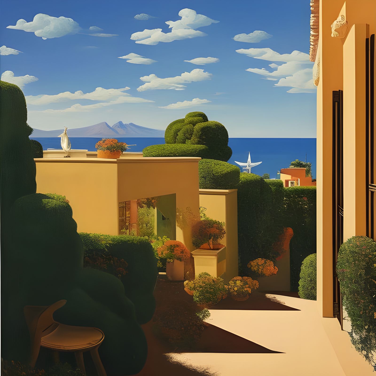 Surreal Coastal View Entryway, Detailed Artwork