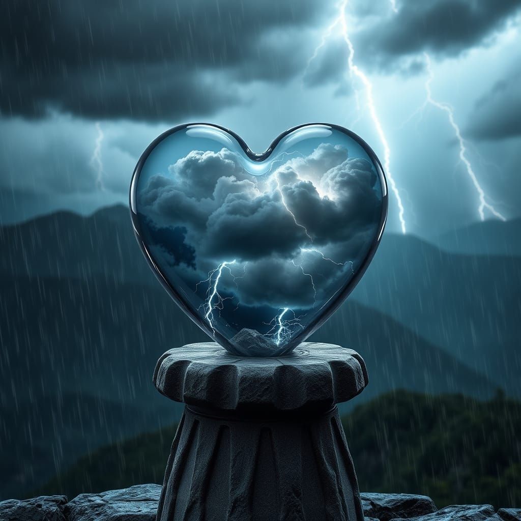 Enchanted Stormy Glass Vessel in Hyperrealistic Detail