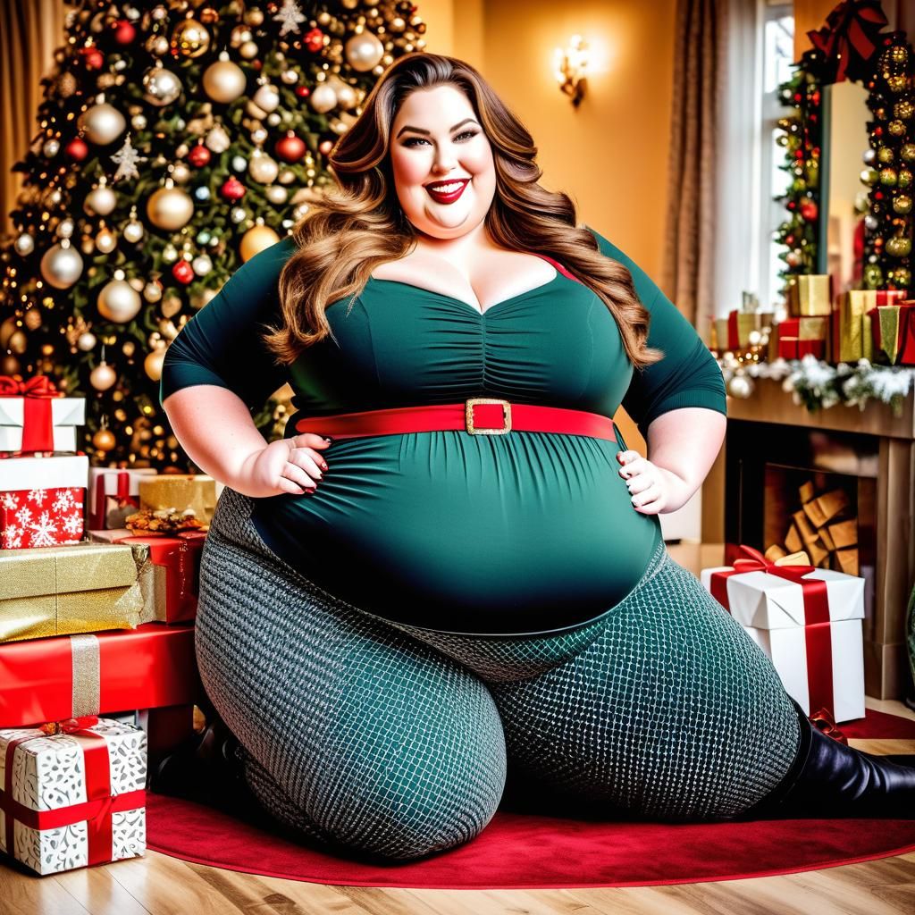 Curvy Woman Celebrates Christmas Eve