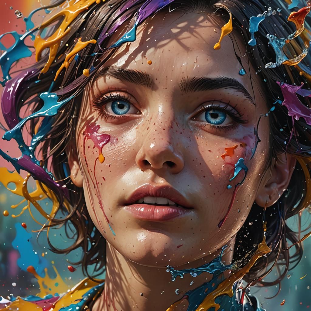Hyperrealistic Portrait in Splash Art Style