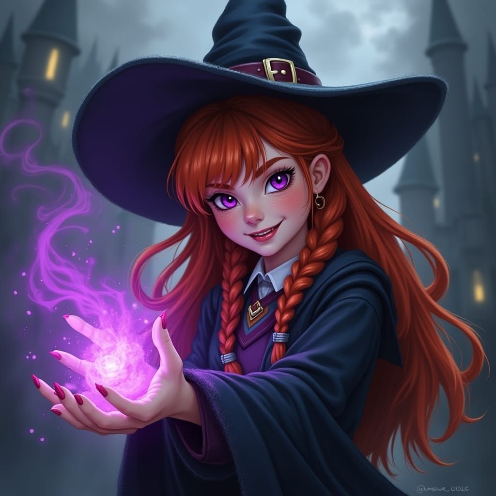 Ginny Weasley Casts Purple Magic at Hogwarts