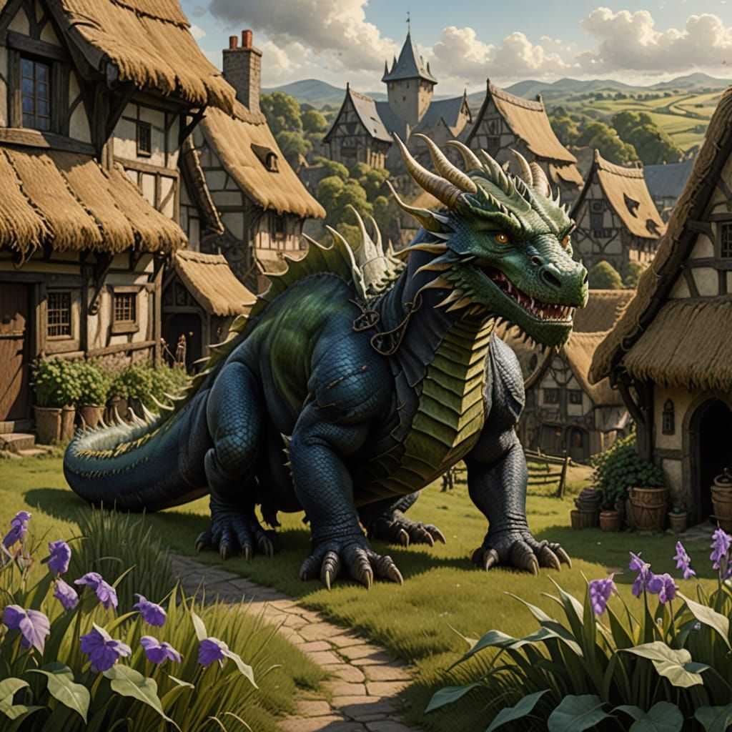 Vibrant Medieval Dragon Basks in Pride and Community