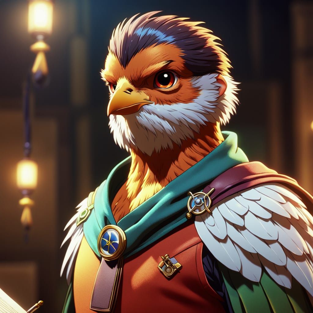 Proud Robin with Medical Degree in Anime Style