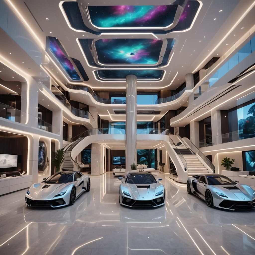 Surreal Luxury Mansion with Futuristic Architecture