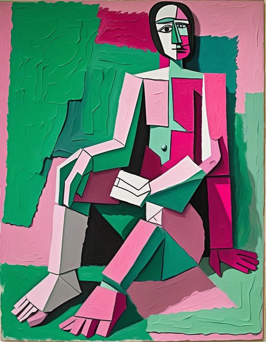 Cubist Deconstructed Figure with Impasto Texture