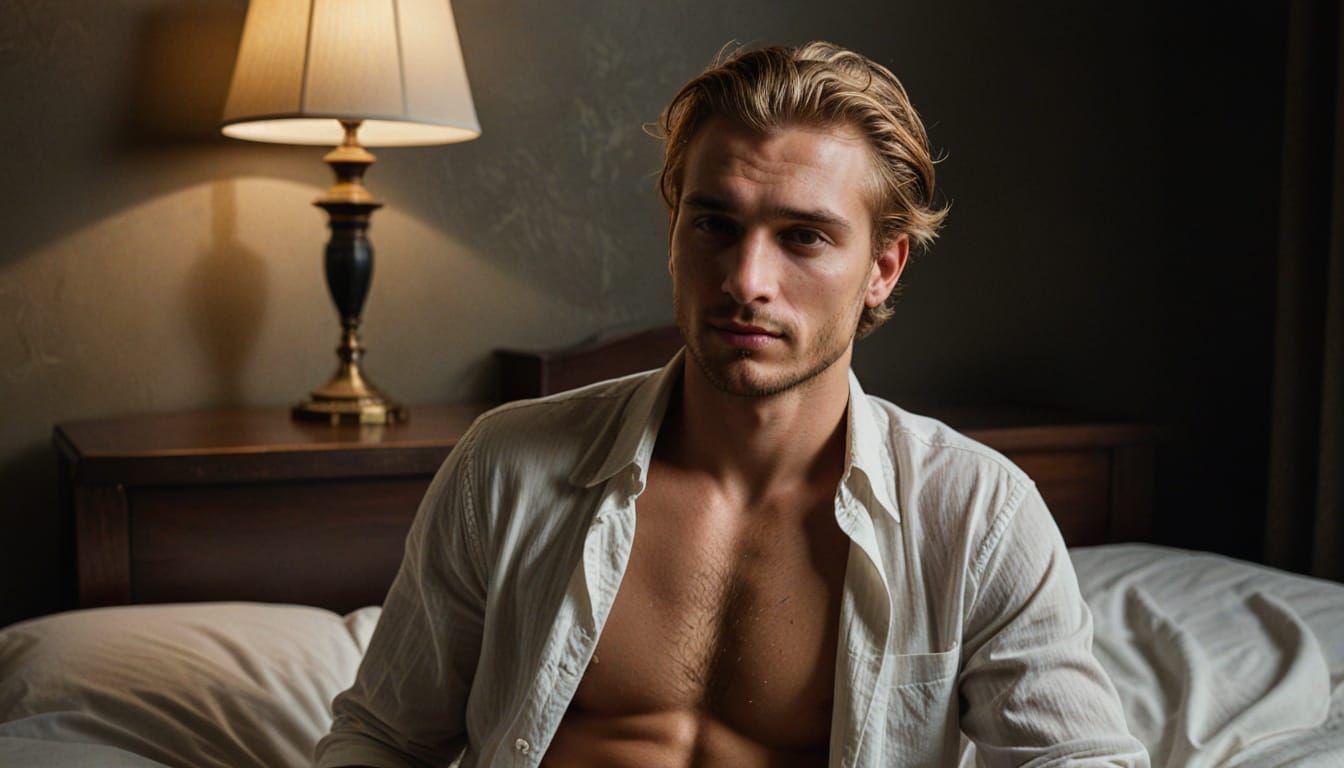 Handsome Young Man in Softbox Lighting