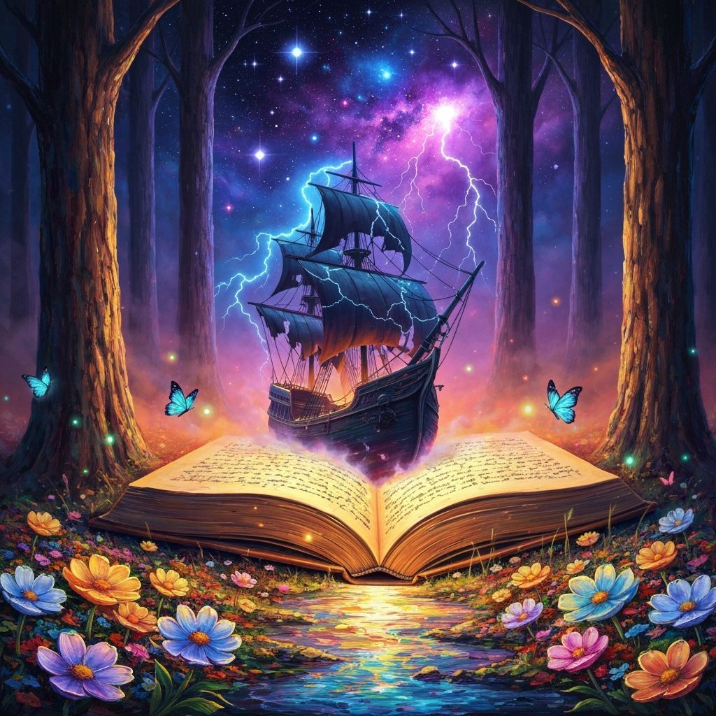 Surreal Book Creates Ship in Impasto Forest