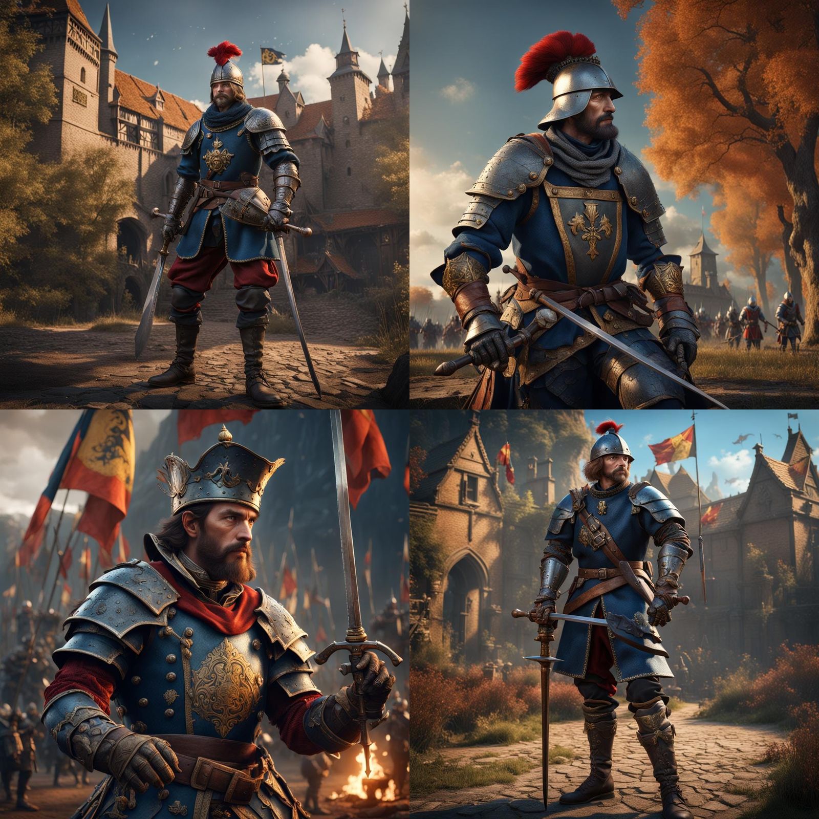 Landsknecht Poses Before Battle: Detailed Matte Painting