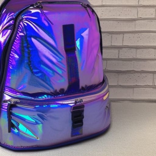 Beautiful purple holographic backpack with cobalt blue holographic accents& Silver holographic accents& pearlescent purp...