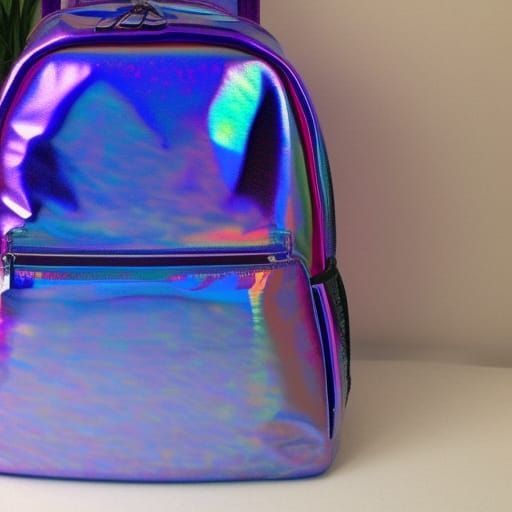 Beautiful purple holographic backpack with cobalt blue holographic accents& Silver holographic accents& pearlescent purp...