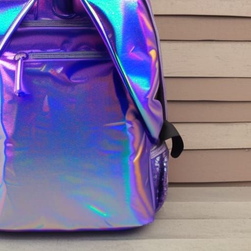 Beautiful purple holographic backpack with cobalt blue holographic accents& Silver holographic accents& pearlescent purp...