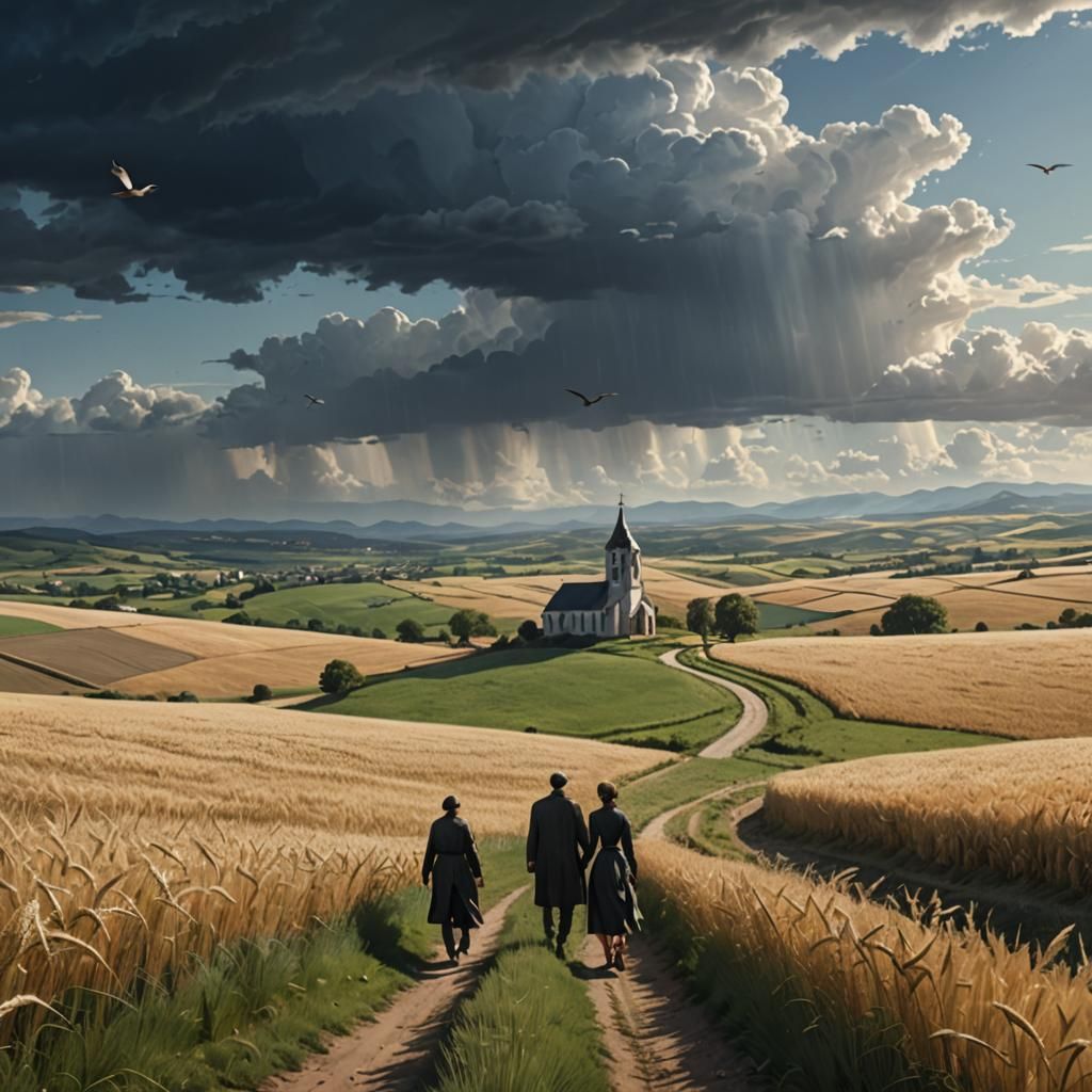 Sweeping Wheat Field Landscape at Golden Hour
