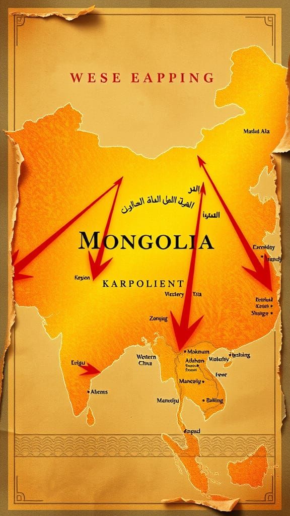 Ancient Mongol Empire Expansion in Vintage Style