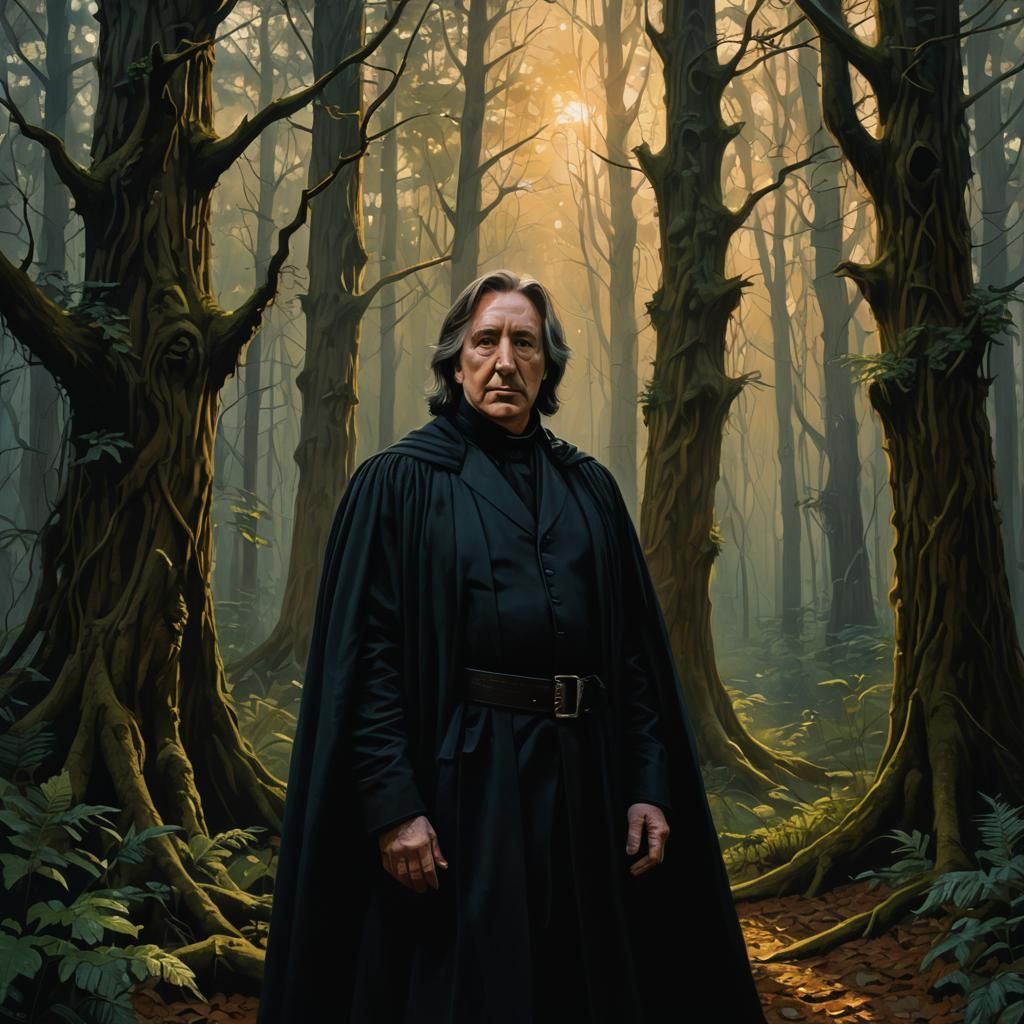 Severus Snape Portrait in Oil Gouache Style