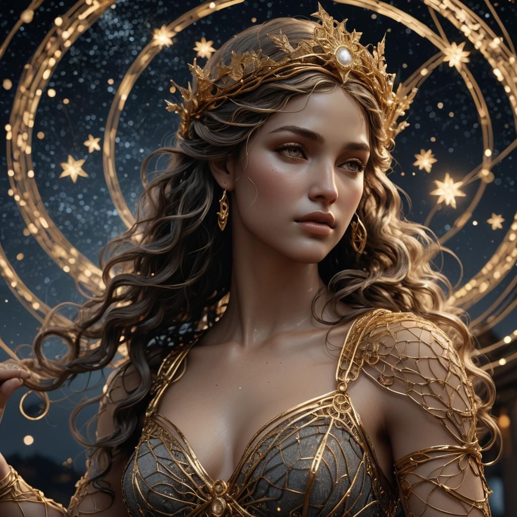 Aphrodite Wire Mesh Sculpture in Starry Night