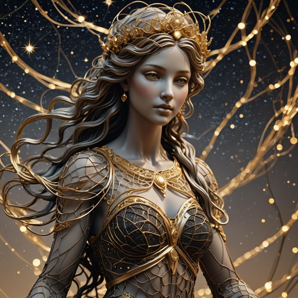 Aphrodite Wire Mesh Sculpture in Starry Night