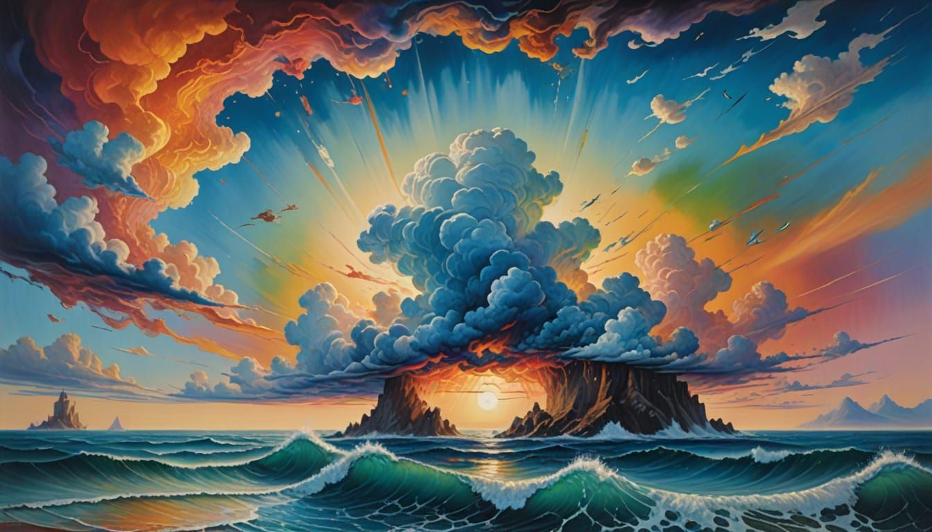 Dreamlike Oceanic Vortex in Vibrant Colors