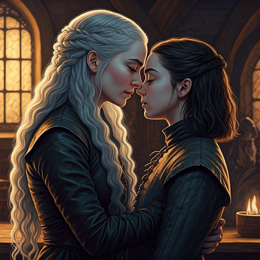 Romantic Scene in Abstract Art Style