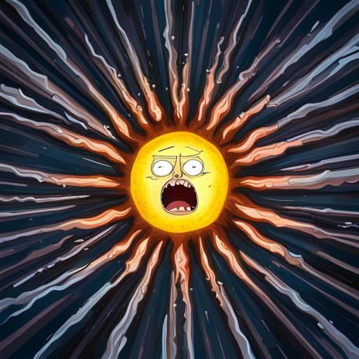 Rick and Morty Sun Over City, Detailed Digital Art