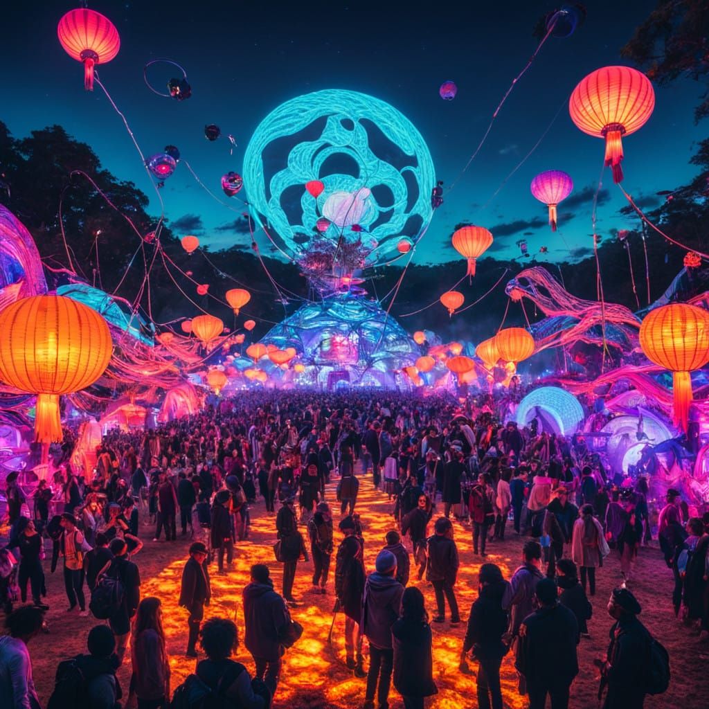 Electric Dreamscape in Vibrant Psychedelic Festival