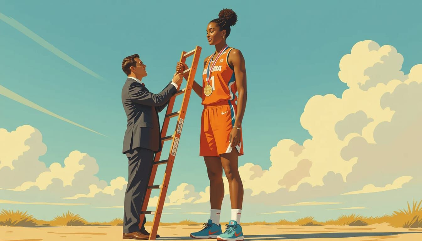 Unusual Ceremony: Short Man Awards Medal to Tall WNBA Player