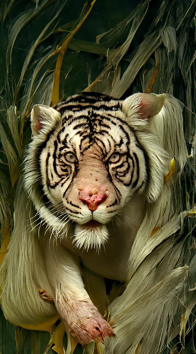 Albino Tiger Portrait