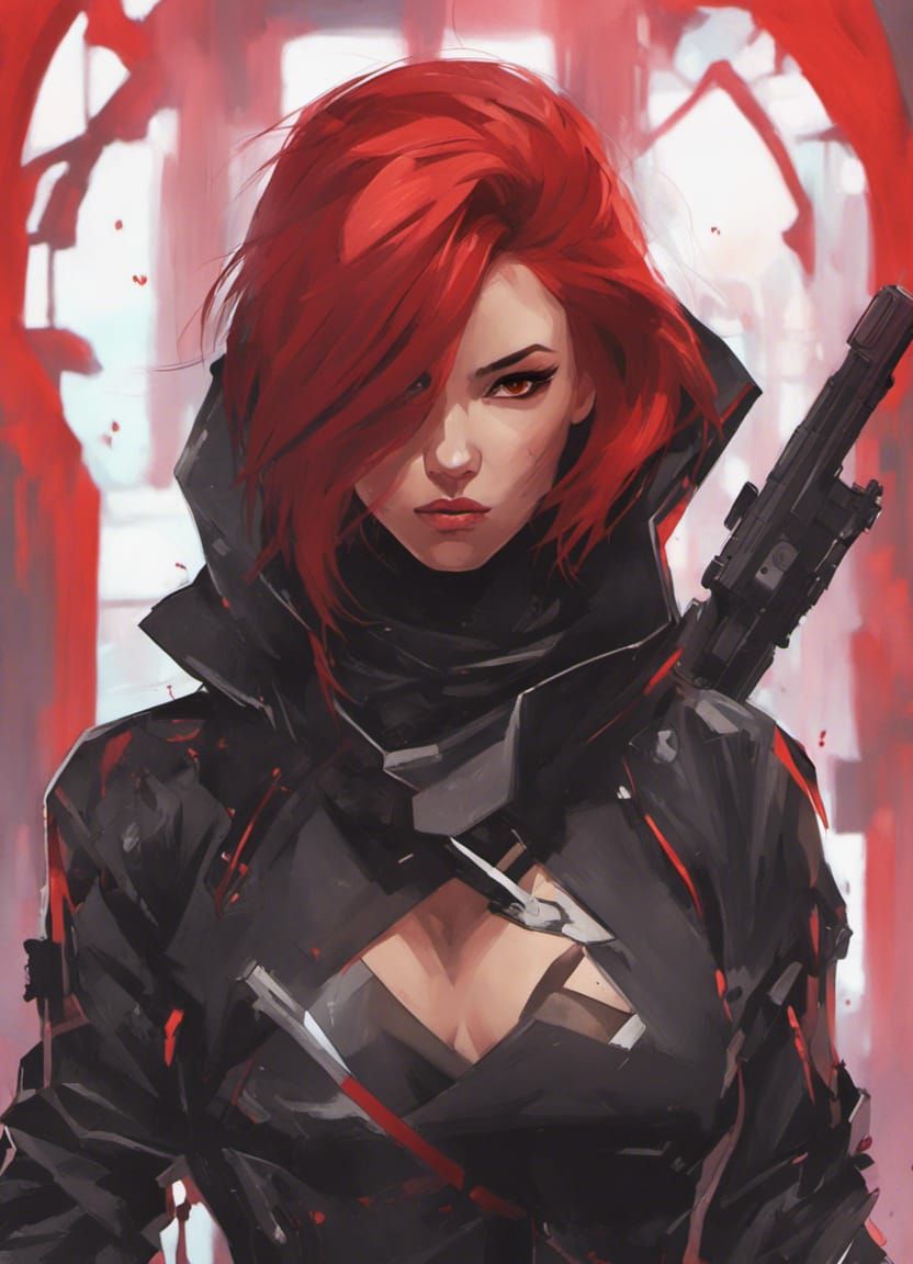 Cyberpunk Cyborg Assassin in Cyber Noir Style