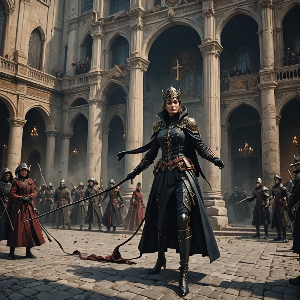 Dominatrix Figure in Detailed Matte Painting