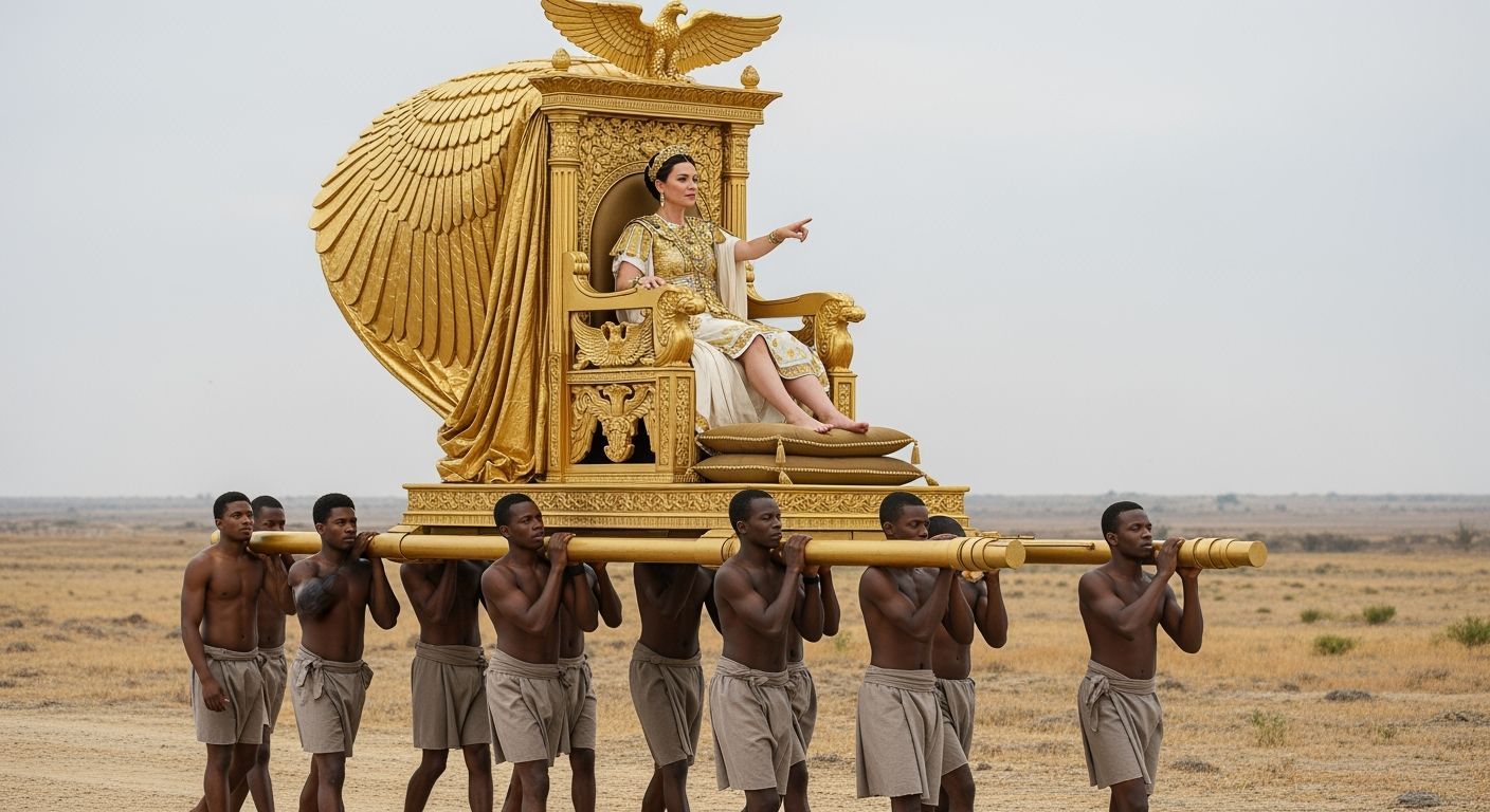 Roman Empress on Imperial Golden Sedan Throne