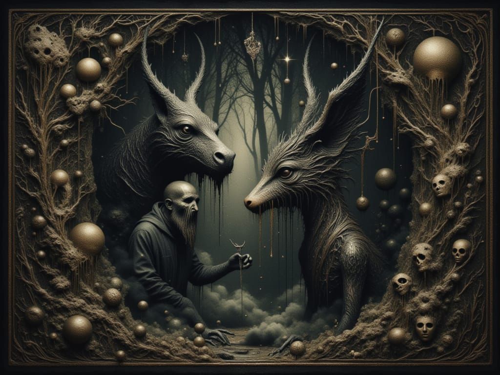 Snallygaster and Jabberwocky in Dark Forest