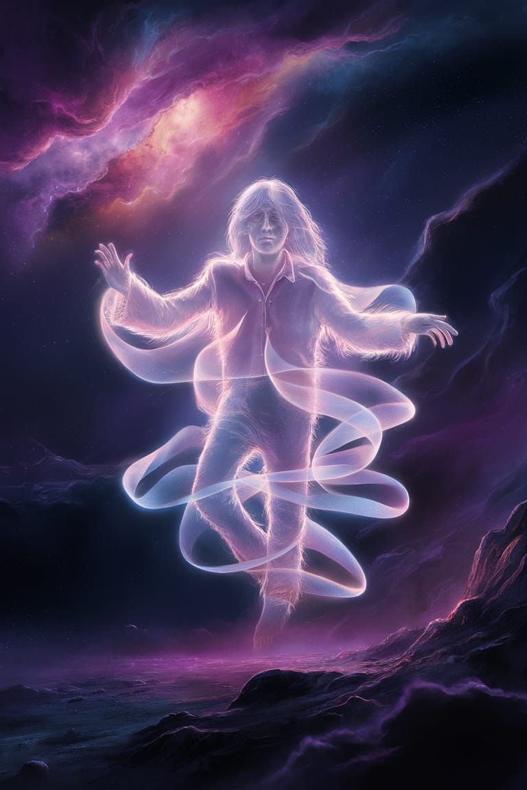 Celestial Bioluminescent Lennon in Space