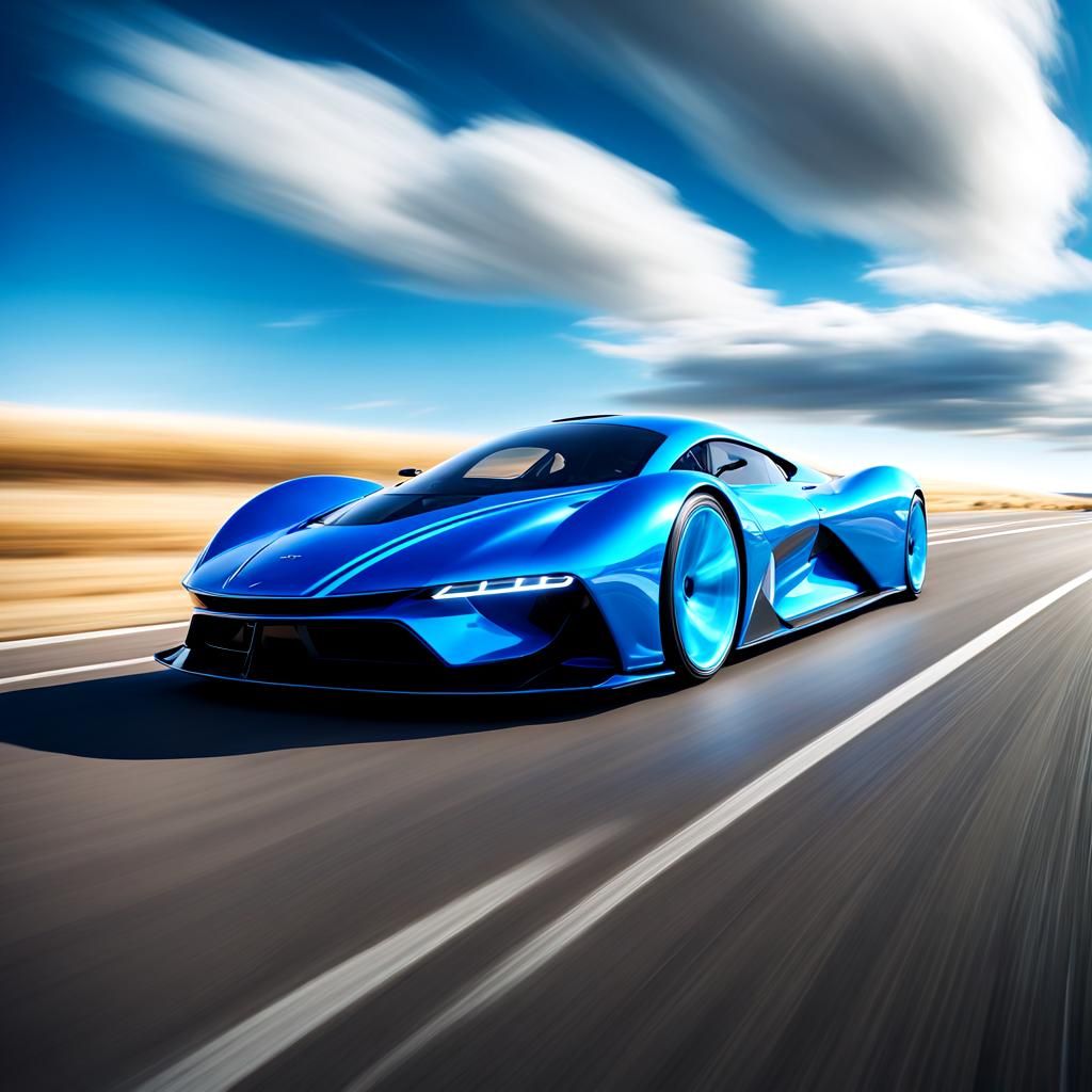 Futuristic Car Racing with Speed Blur