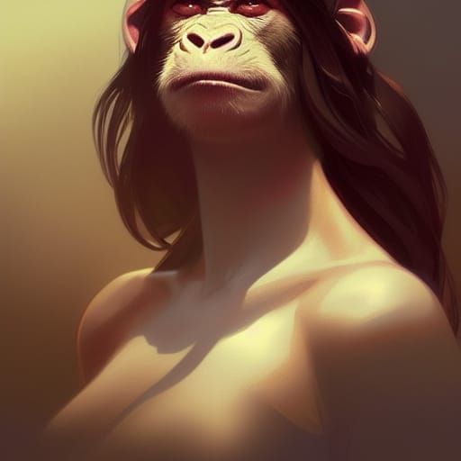 Detailed Monkey Portrait Concept Art