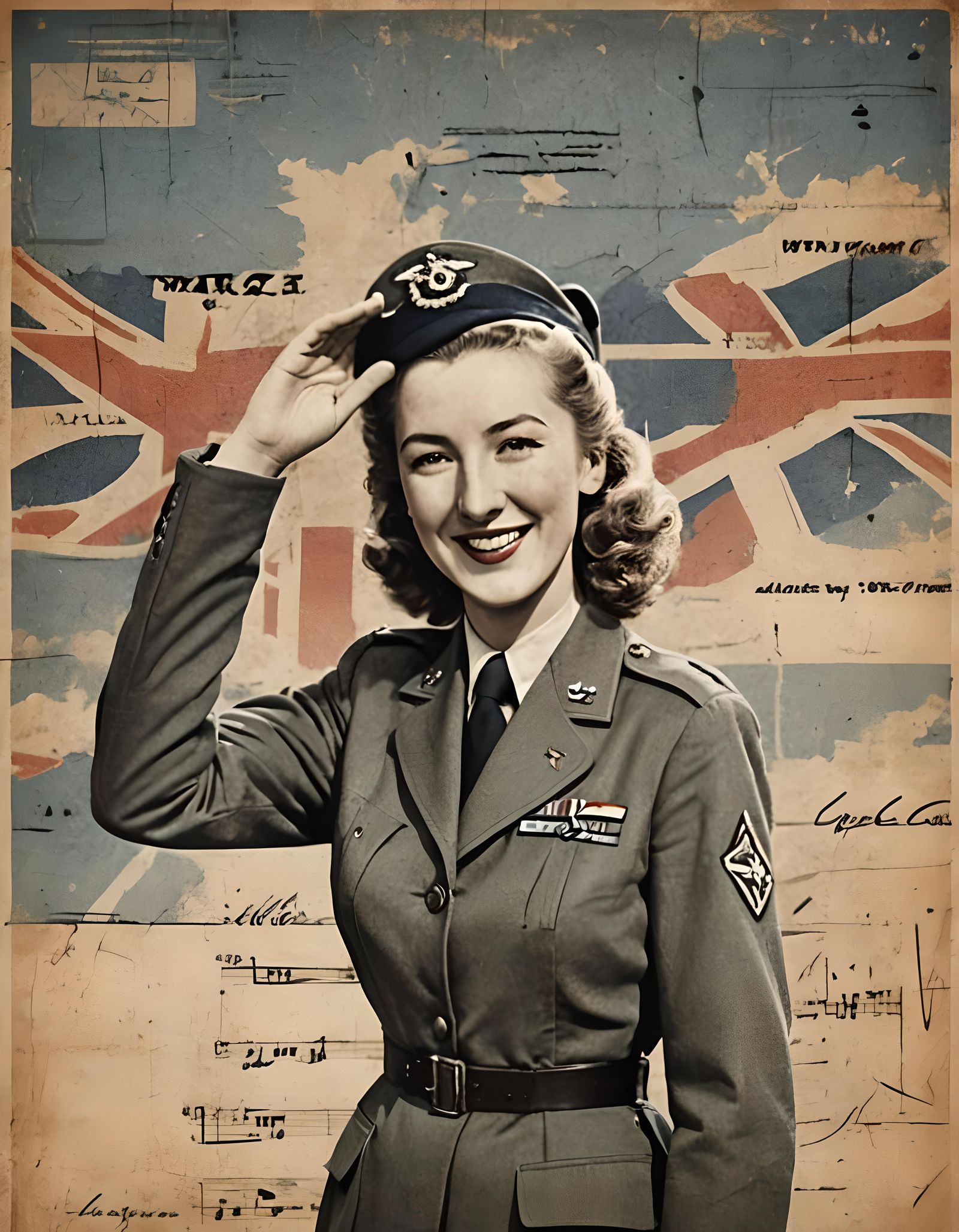 Retro Poster of Woman in British Airforce Uniform