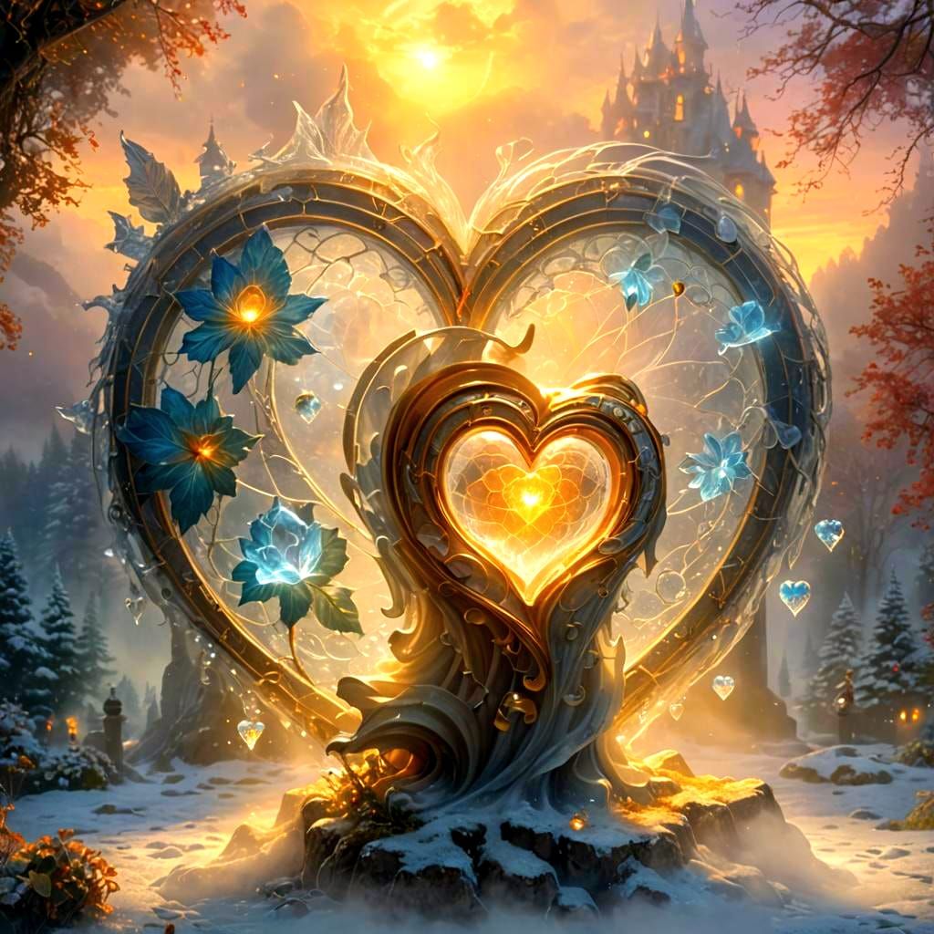 Ethereal Crystal Heart in Hyperrealistic Style