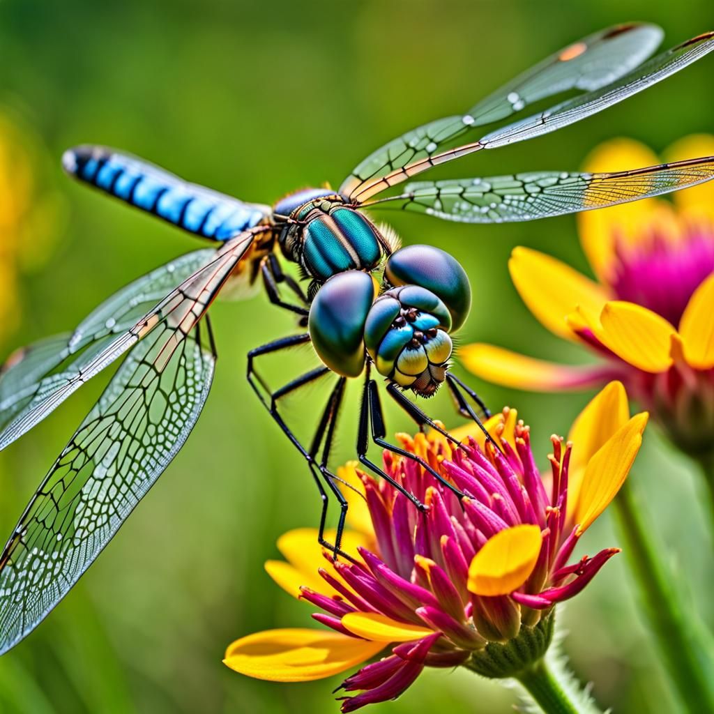 A dragonfly on a flower