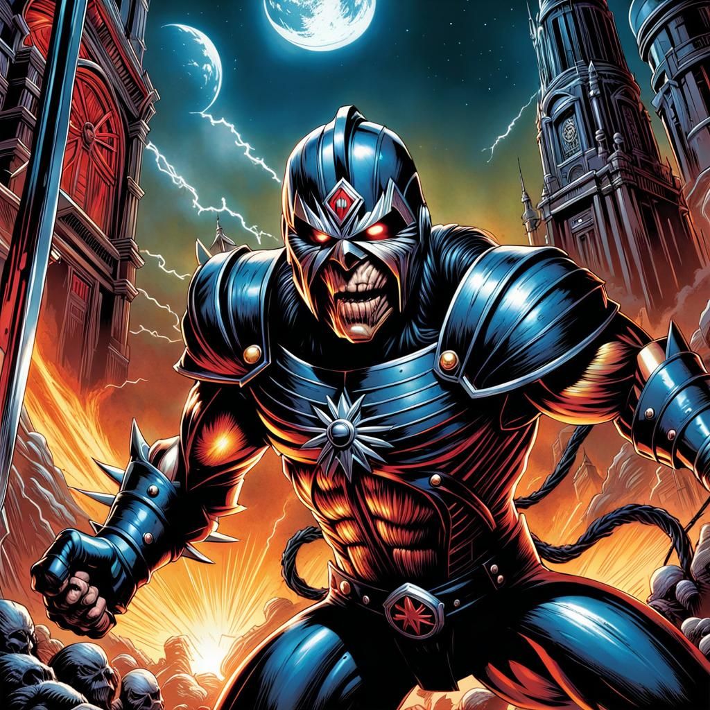 Superhero Iron Maiden in Comic Book Art