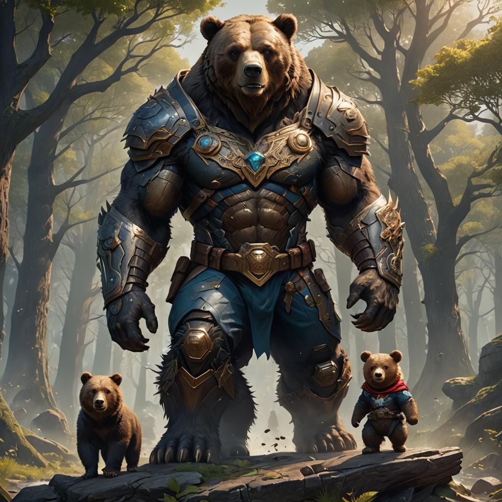 Half-Giant Superhero with Bear: Fantasy Concept Art