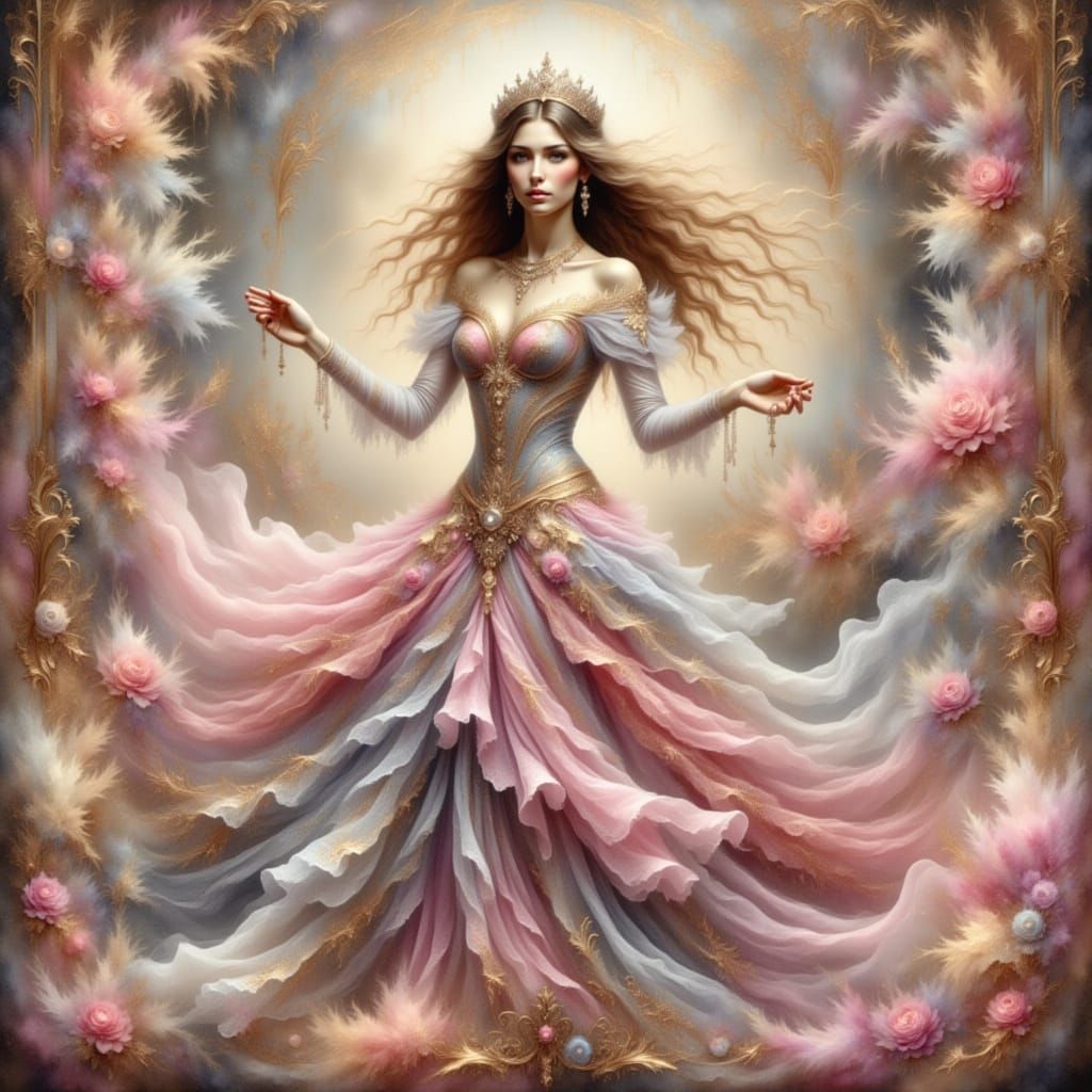 Glamorous Princess in Elegant Crinkled Metallics