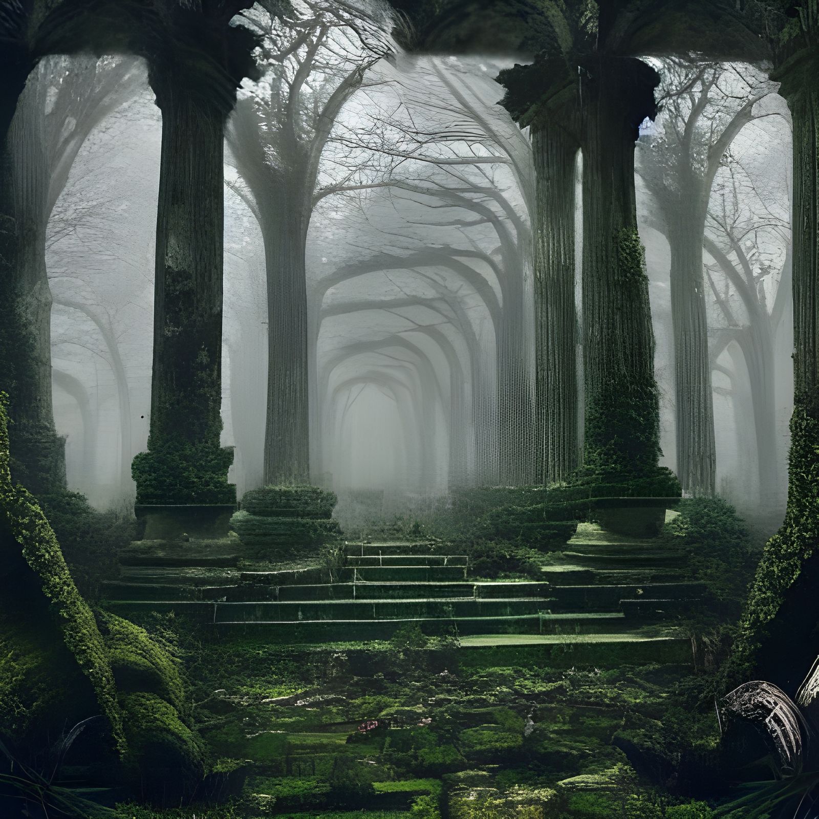 Overgrown Ruins Forest with Broken Golem