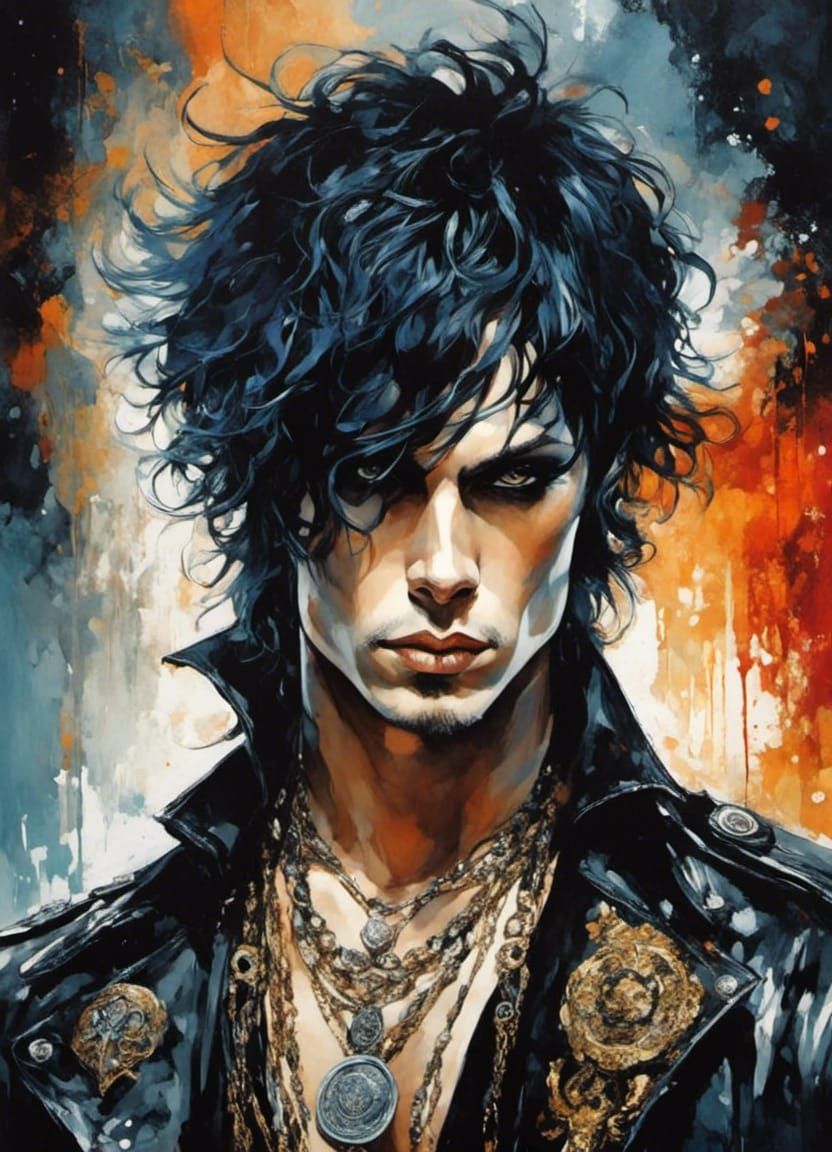 Anime Rock Star Concert Portrait in Manga Style